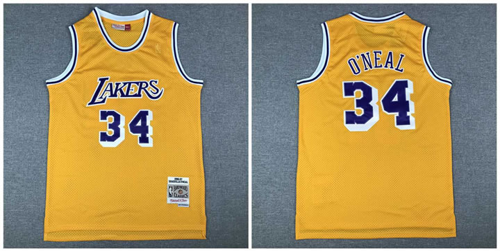 Lakers 34 Shaquille O'Neal Yellow 1996-97 Hardwood Classics Jersey,We sell and wholesale Lakers 34 Shaquille O'Neal Yellow 1996-97 Hardwood Classics Jersey on line form chian!